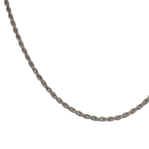 Vintage Aged Long 25’’ Silver Rope Chain Necklace… - image 1