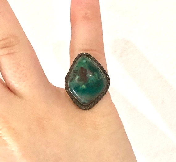 Vintage Turquoise Sterling Silver Statement Ring - image 6