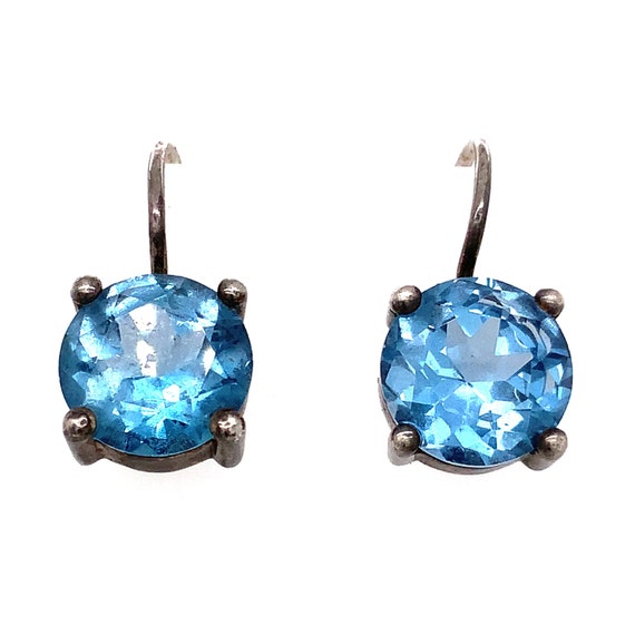 SANTUZZA Pure 925 Sterling Silver Geometric Earrings For Women Sparkling Blue  Stone White Cubic Zircon Gorgeous Fine Jewelry