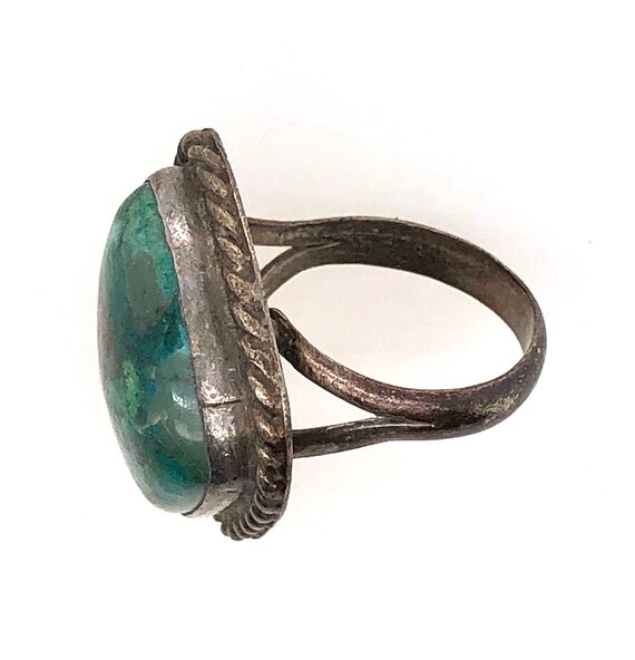 Vintage Turquoise Sterling Silver Statement Ring - image 3
