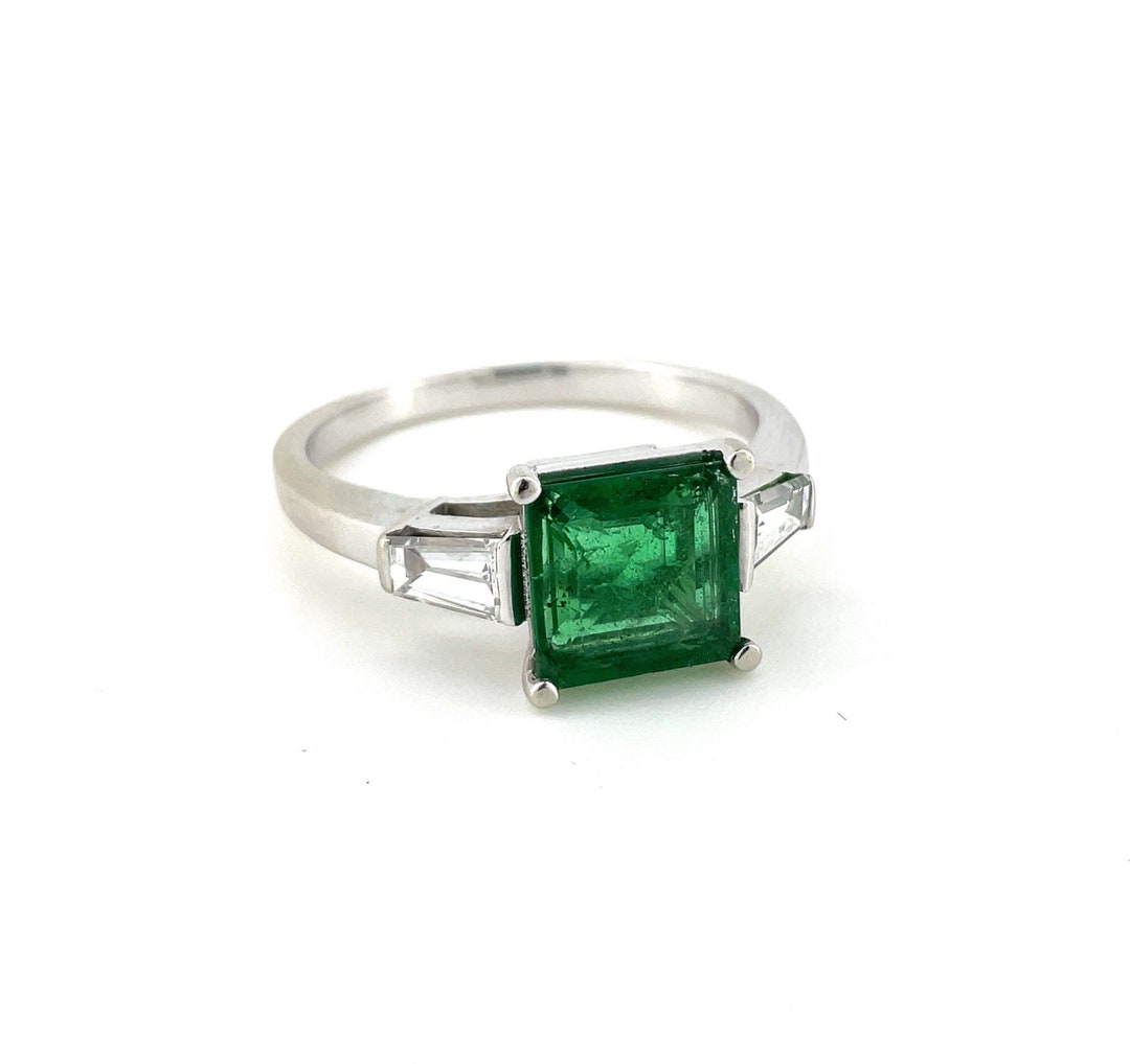 2.00CTW Natural Green Emerald Ring 0.49CTW Diamond 18k White Etsy