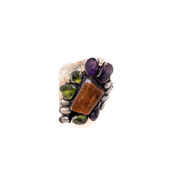 Vintage Multi-Stone Sterling Silver Statement Ring