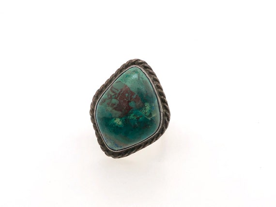 Vintage Turquoise Sterling Silver Statement Ring - image 1