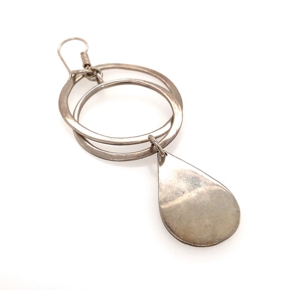 Vintage Silver Dangle Hook Earring / Solid Sterli… - image 5