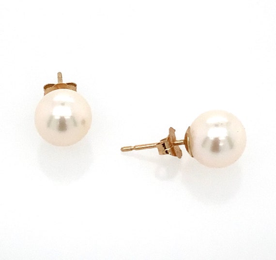 Vintage Genuine Cultured Pearl Stud Earrings / So… - image 1