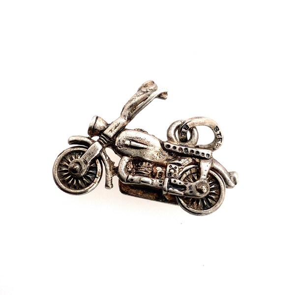 Vintage Beau Motorcycle Charm / Sterling Silver / Beaucraft Collectible / Harley Davidson / Indian