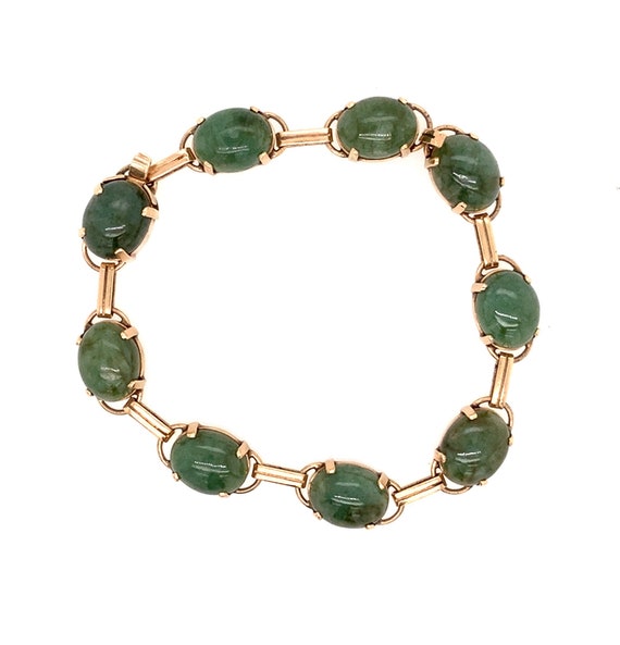 Vintage Gold & Jade Bracelet / Solid 10k Yellow G… - image 5