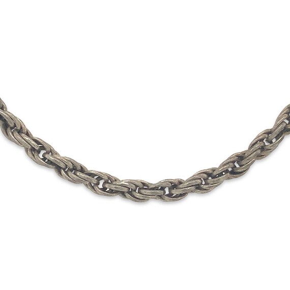 Vintage Aged Long 25’’ Silver Rope Chain Necklace… - image 6