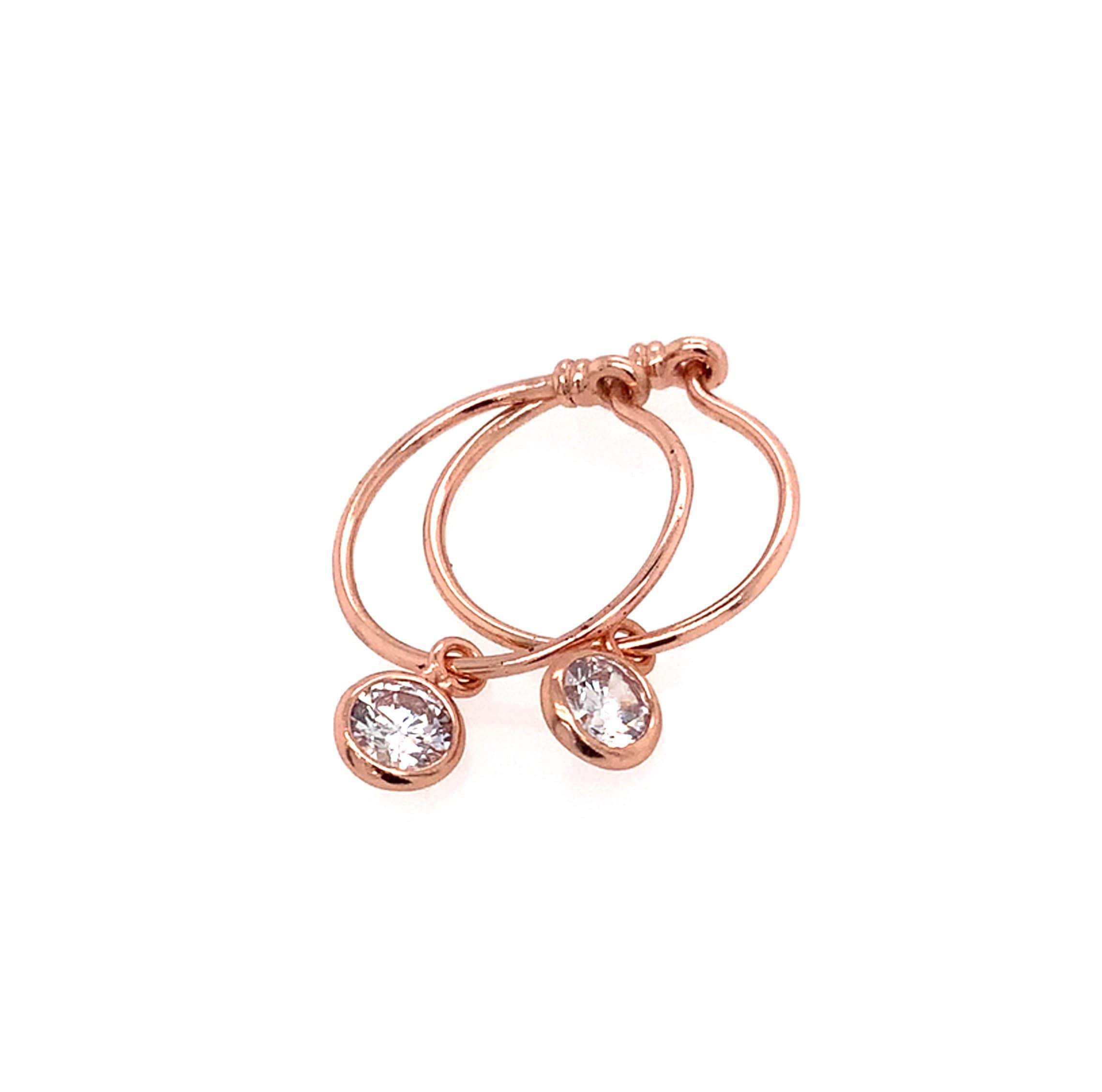 NEW Hoop CZ Drop Rose Gold Plated Silver Hoop Earrings / Solid Sterling 925 Silver / Rose Gold Plating / Rose Gold CZ Hoops