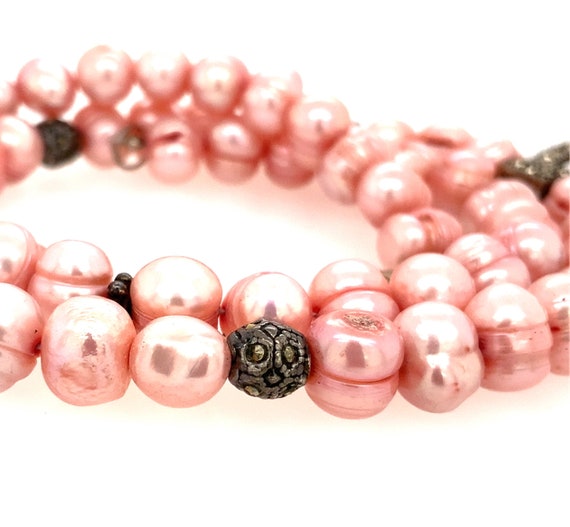 Vintage Silver, Baroque Pink Cultured Pearls, Mar… - image 6