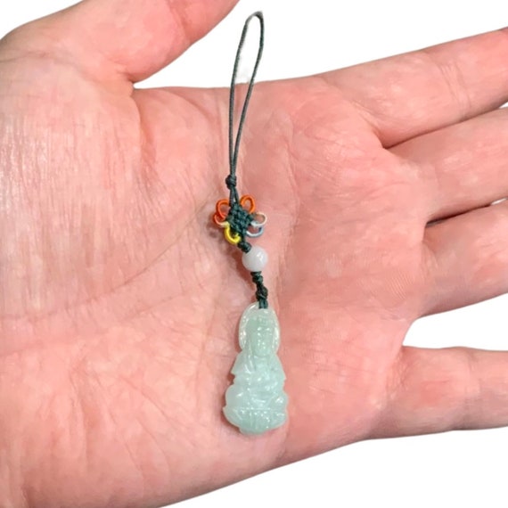 Jade Buddha String Floral Pendant / Buddhist Jade… - image 2