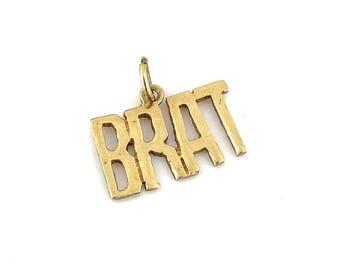 14K Gold BRAT Pendant / Genuine Yellow Gold / Perfect Gift