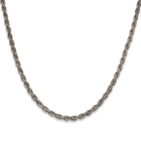 Vintage Aged Long 25’’ Silver Rope Chain Necklace… - image 3