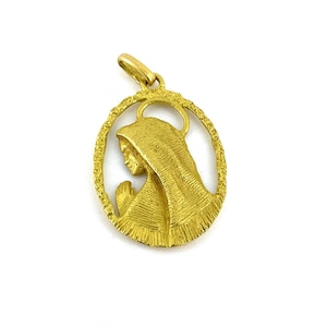 18K Solid Gold Virgin Mary Pendant / Genuine Yellow Gold / Religious Jewelry / Luxury Design