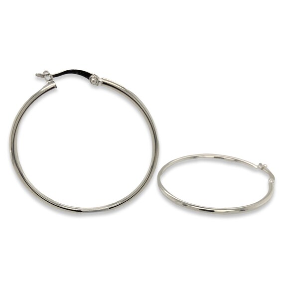 Big Silver Hoop Earrings / Solid Sterling 925 / H… - image 7