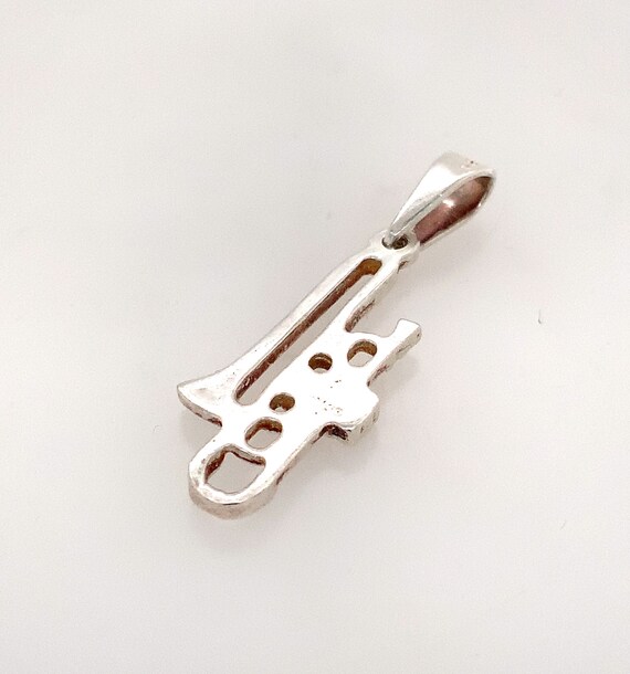 Vintage Silver Trumpet Charm Pendant / Mexican Si… - image 3