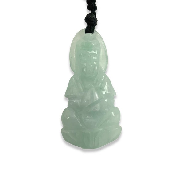 Jade Buddha String Floral Pendant / Buddhist Jade… - image 1