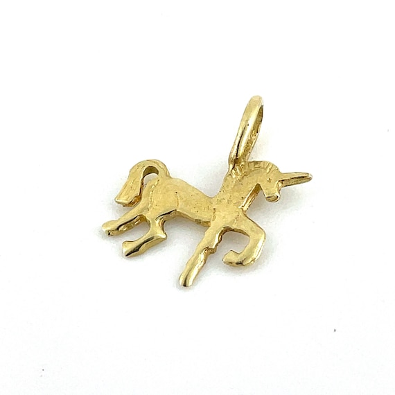 14K Gold Unicorn Pendant / Genuine Yellow Gold / … - image 1