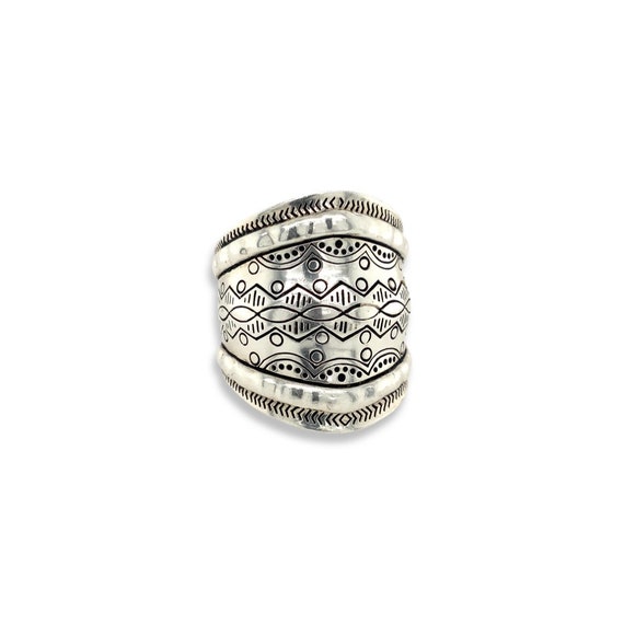 Vintage Large Thai Silver Ring / Solid Sterling 9… - image 1