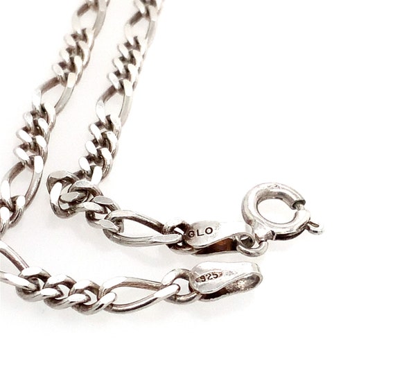 Vintage Silver Figaro Chain / Solid Sterling 925 … - image 6