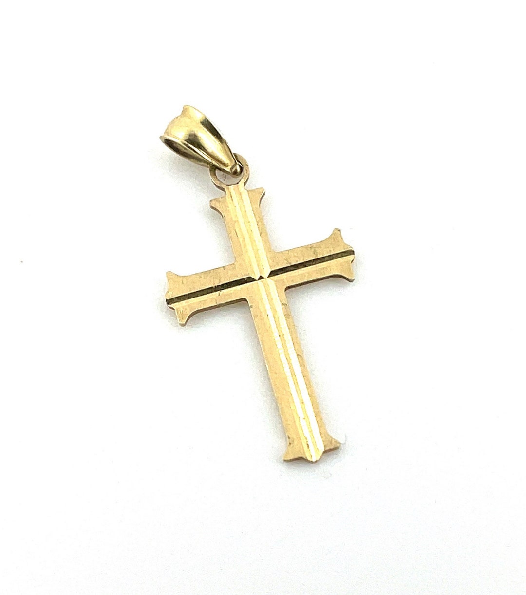 Small Gold Cross Pendant / 14K Yellow Gold / Religious Christian