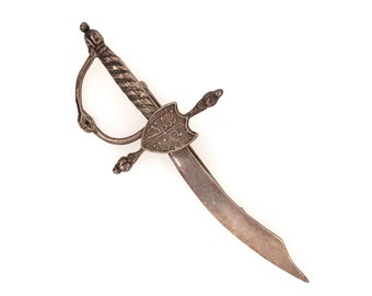 broche d’épée médiévale vintage / argent sterling / bouclier / armoiries