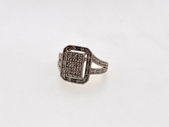 Vintage Gemstone Sterling Silver Rectangle Statem… - image 1