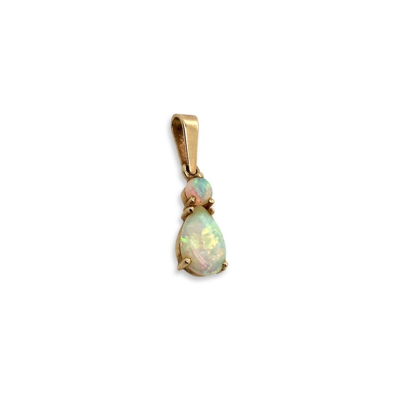 Small Gold Opal Pendant / Solid 14K good Yellow Gold / Dainty Opal Pendant