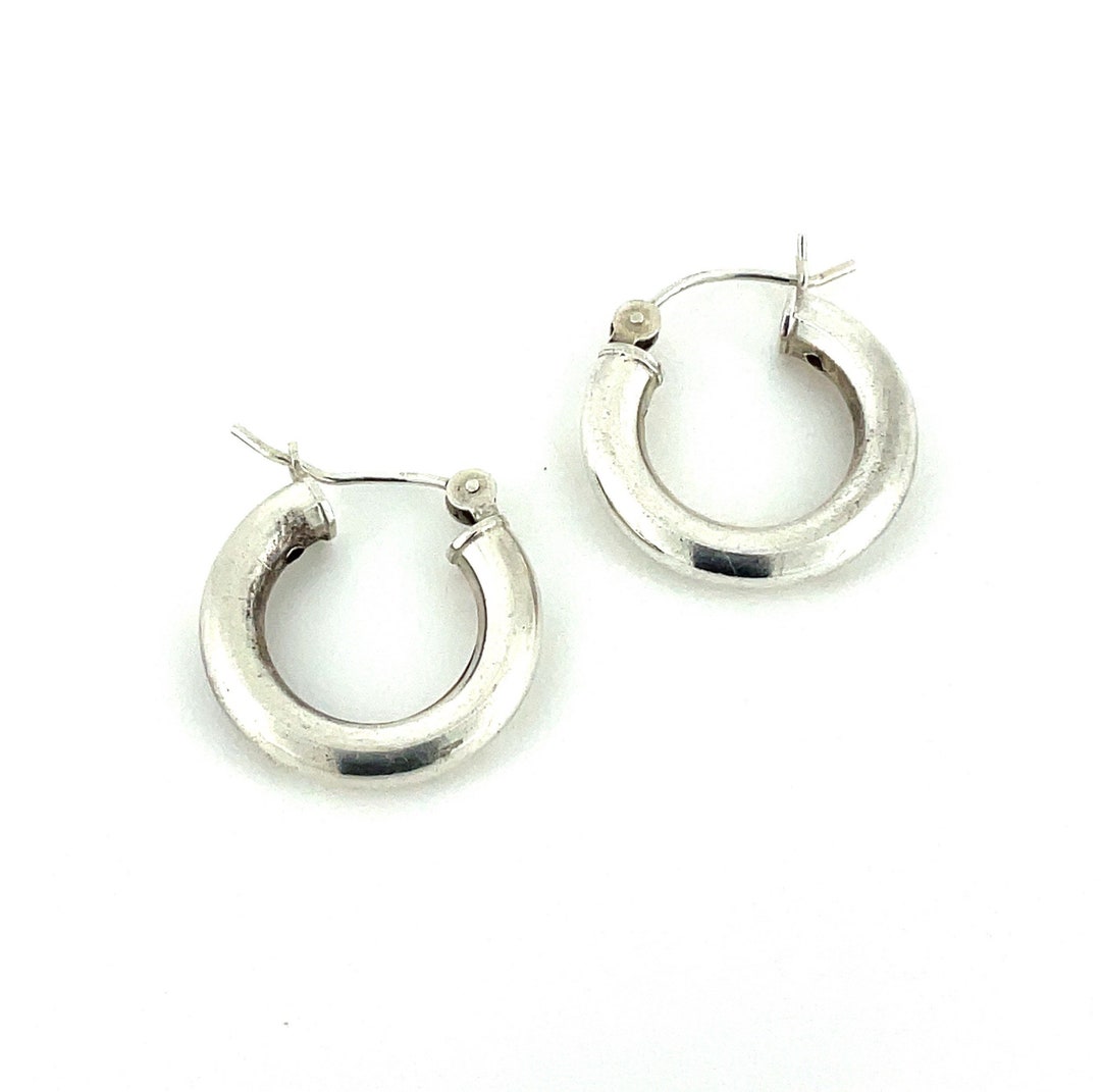 Vintage Silver Hoop Earrings / Sterling Silver 925 / Small Etsy
