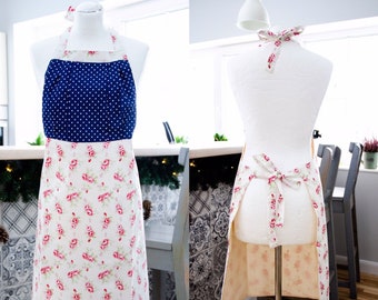 Aprons for women. Rose print floral full apron for woman. Cotton kitchen apron with lining, Cottage chic apron, Farmhouse apron