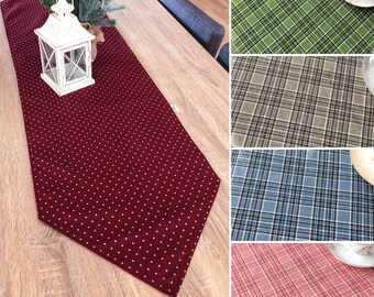 Lindo caminho de mesa com estampa Tartan. Caminho de mesa feito à mão em tecido xadrez. Caminho de mesa com estampa de pontos. Presente de dia das mães. Caminho de mesa xadrez