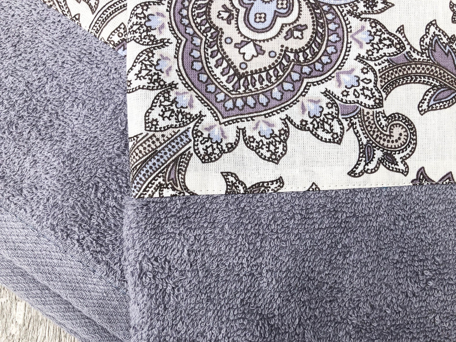 Grey decorative Hand towel. Handmade decorated hand towel with Etsy