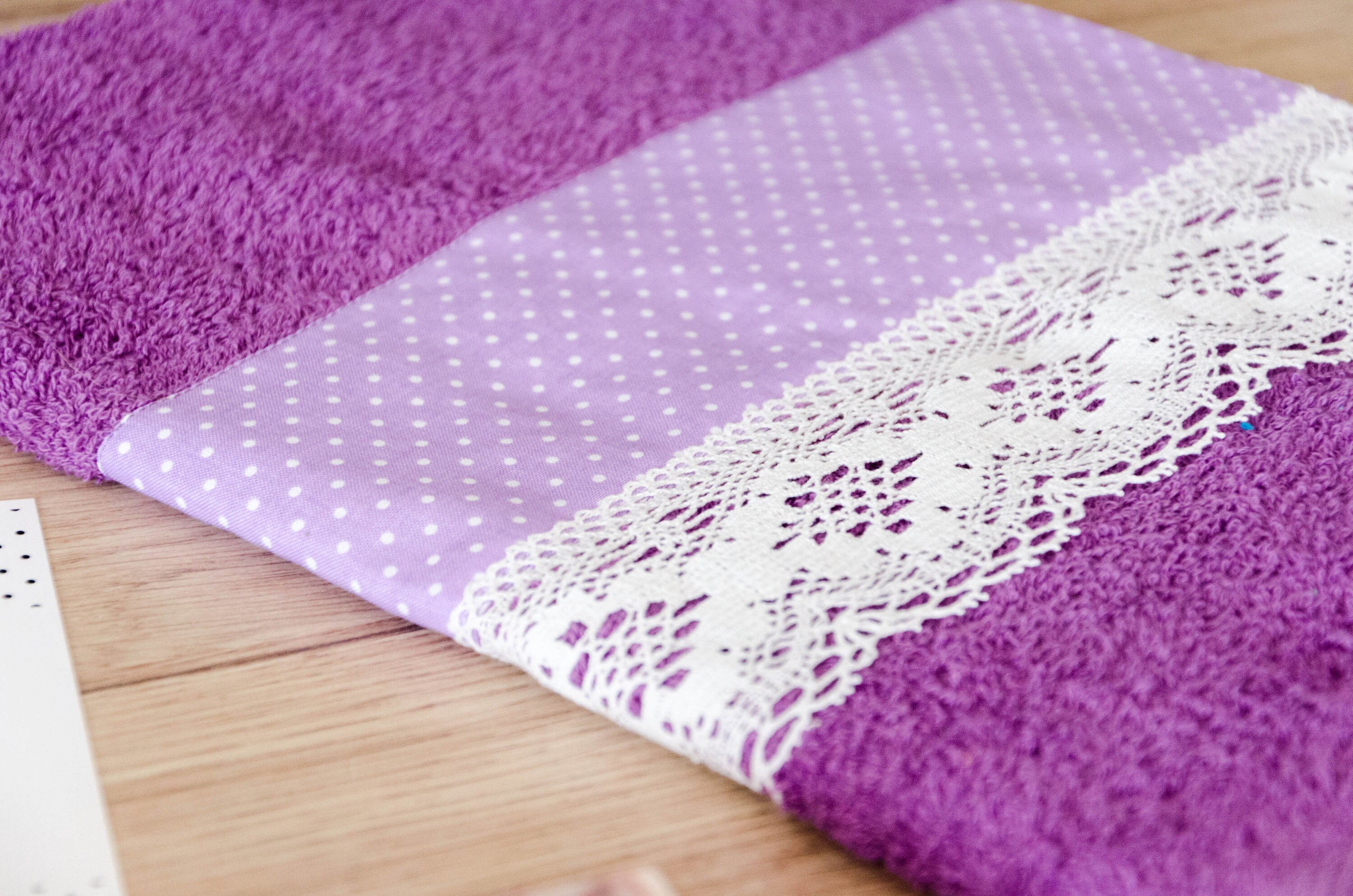 Purple Decorative Hand Towel With Purple Dots Fabric and Lace Etsy