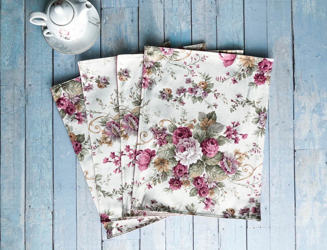 Floral Table Placemats Handmade Roses on Cream Placemat Etsy
