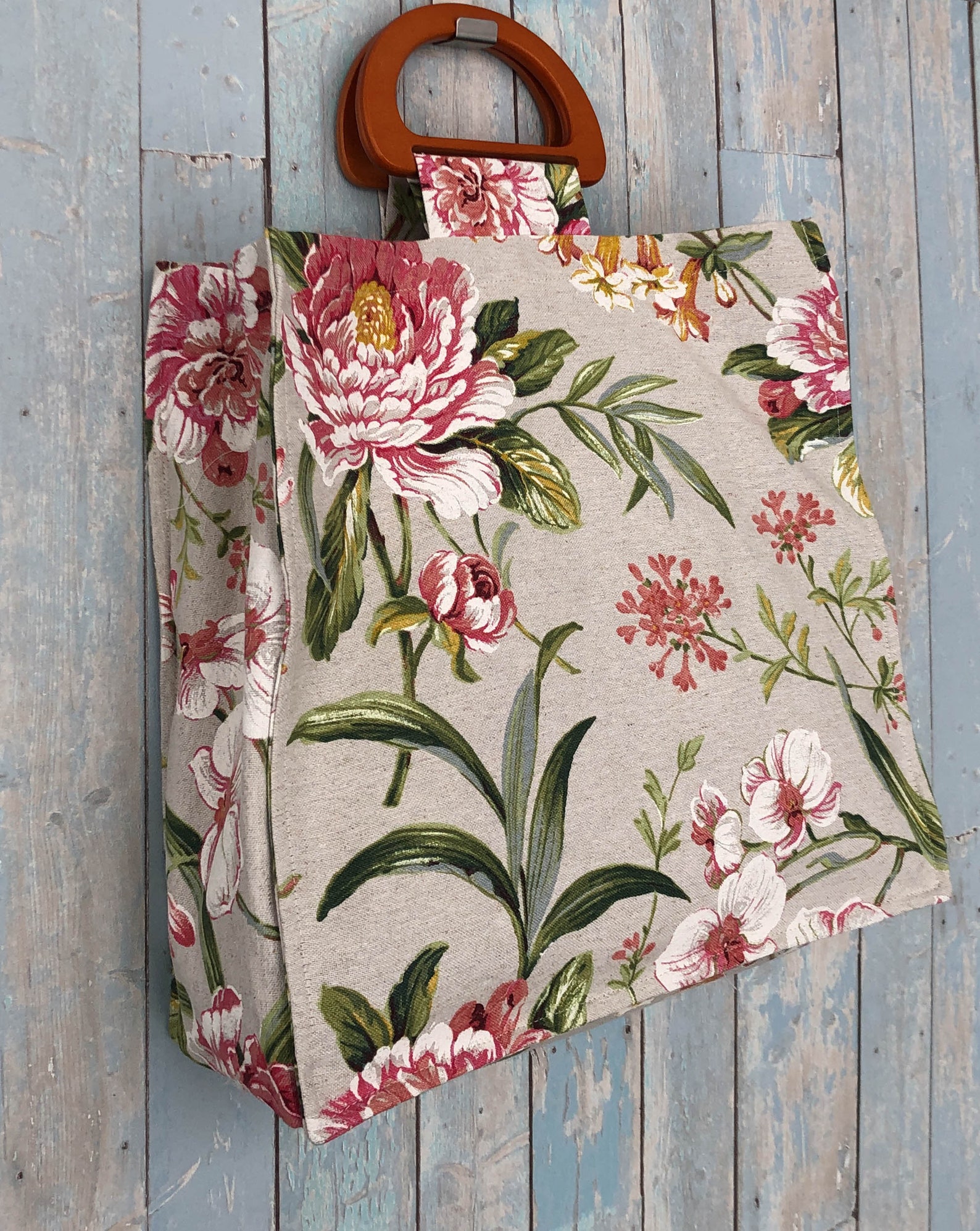 Floral Market Bag. Handmade Shopping Bag. Pink Flowers on Etsy