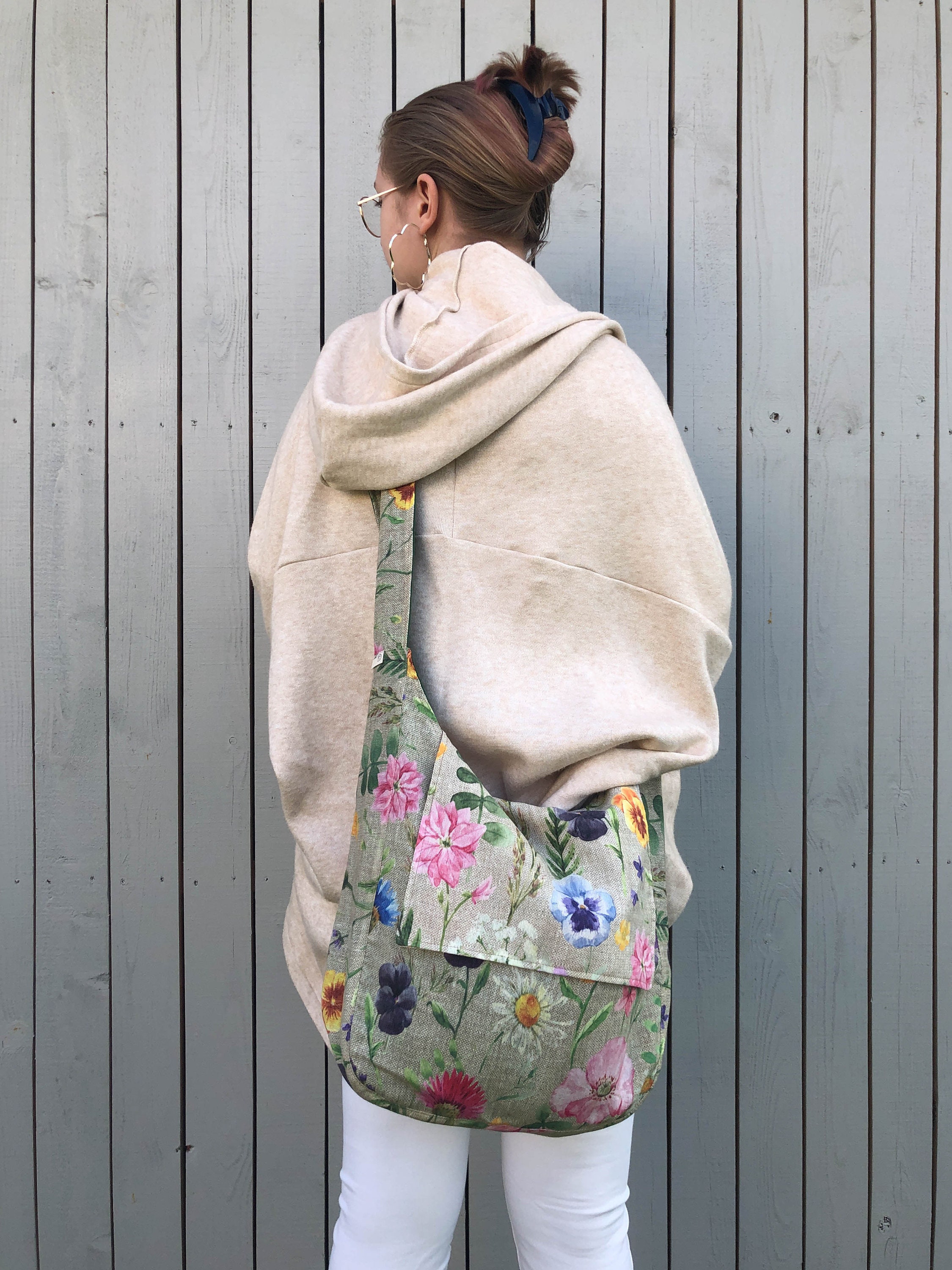 Summer Flowers Print Floral Hobo Crossbody Bag. Fabric Hobo - Etsy