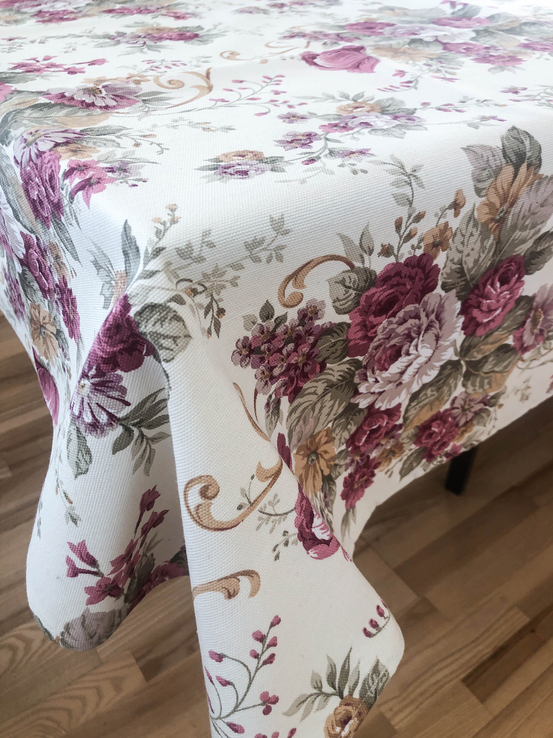 Floral tablecloth with colourful flowers patterns. Summer Etsy