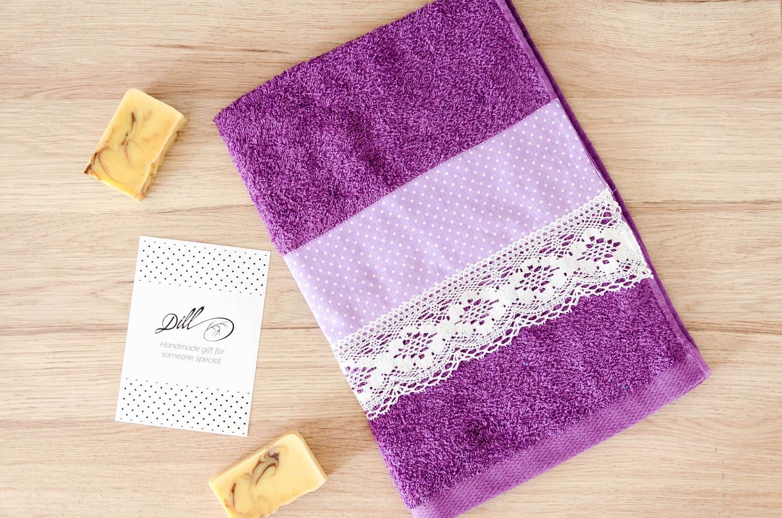 Purple Decorative Hand Towel With Purple Dots Fabric and Lace Etsy