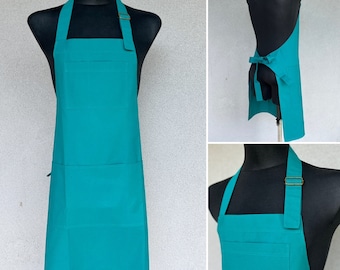 Grembiule completo blu elettrico con tasche multiple, grembiule da griglia, grembiule da barbecue, grembiule da uomo
