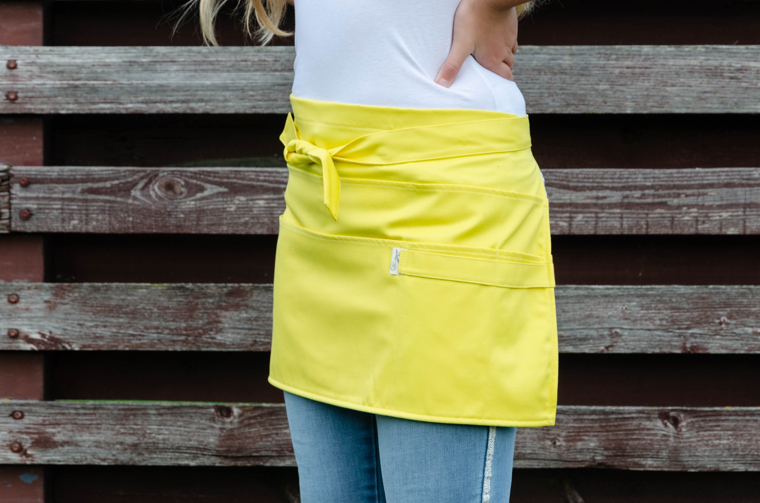 Yellow Gardening Apron Half Garden Apron With Pockets Work Etsy