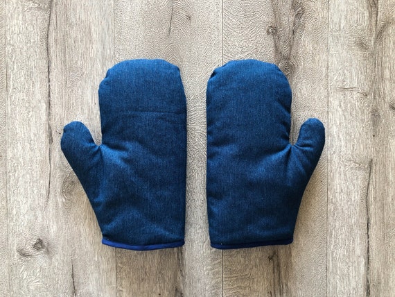 Cactus Flower Blue Oven Mitt Set