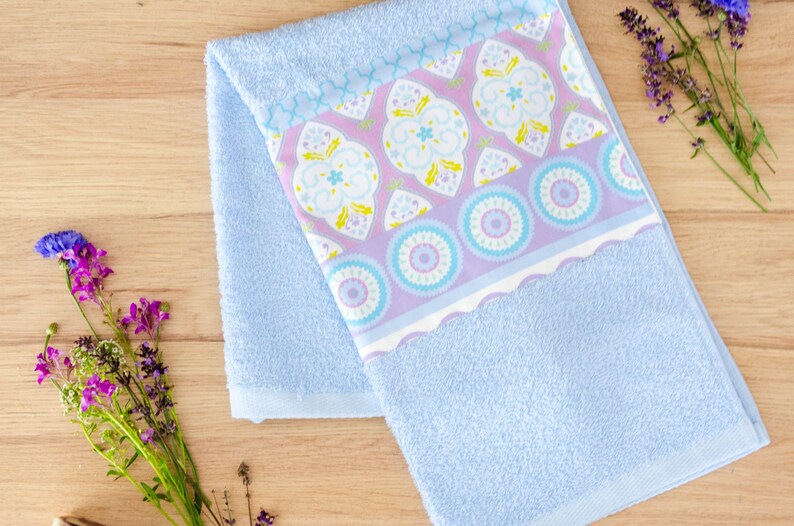 Handmade hand towel with ornaments. Blue oriental decorative Etsy
