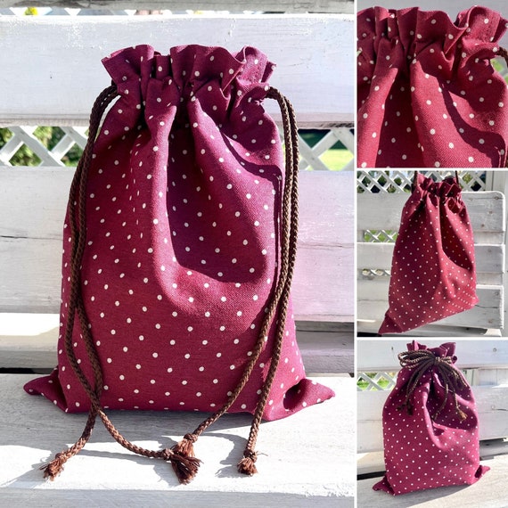 Red Dots Cotton Drawstring Bag, Red Polka Dots Travel Bag for Socks and  Underwear, Bag for Cosmetics and Other Things, Christmas Gift Bag 