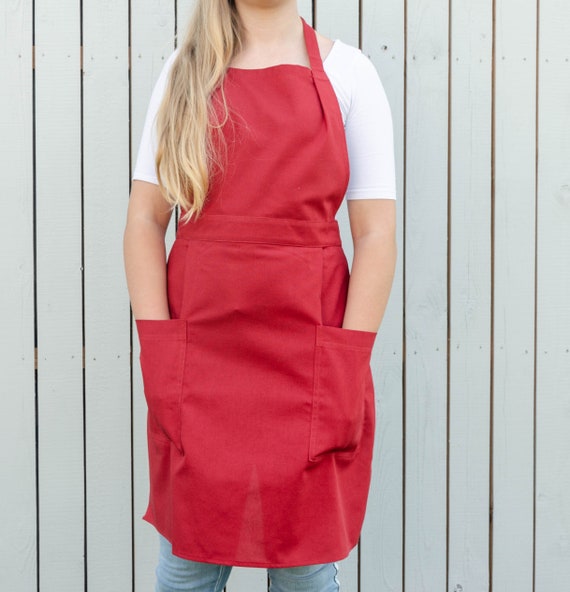 Aprons for Women. Red Full Apron for Woman Woman Apron With