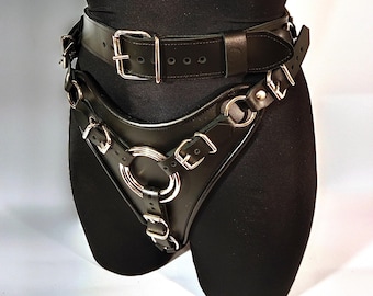 Strapon panties leather strap on harness fetish BDSM bondage High quality large diameter of the penis O-ring diameter 50/60 mm