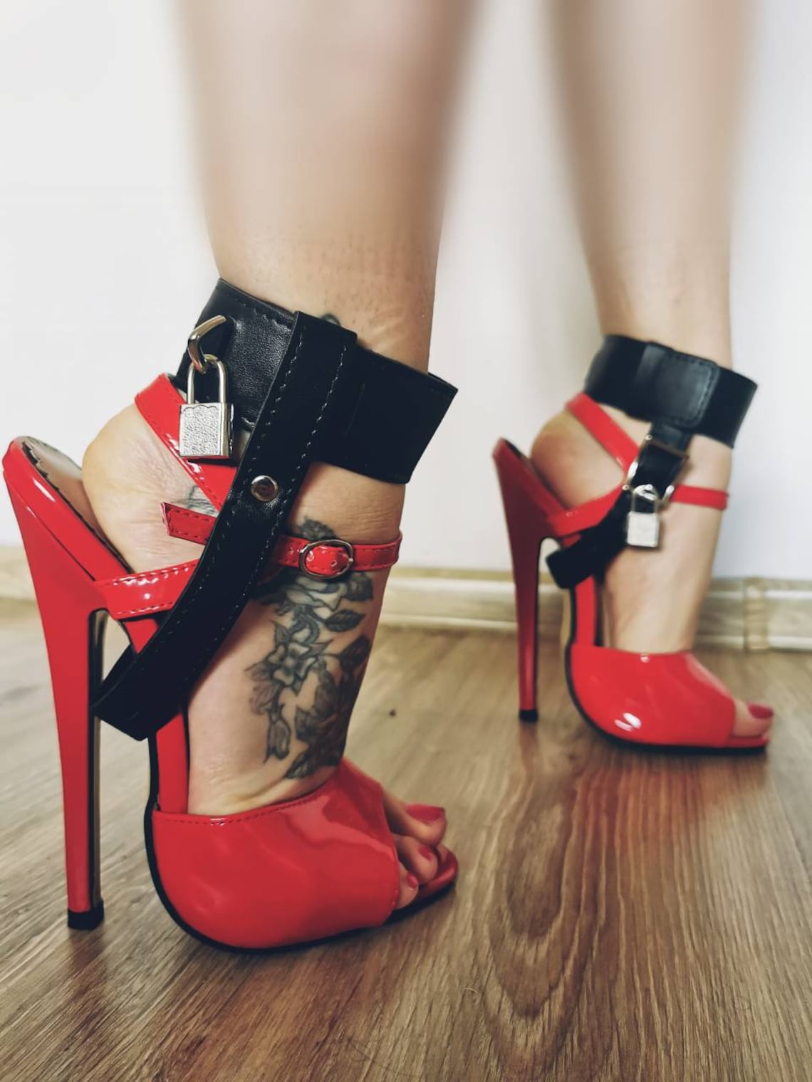 Adjustable high heels shoes locking ankle cuffs restraint belt Etsy