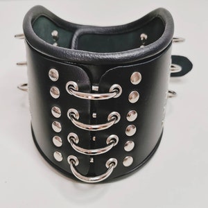 Premiummodel Brede hals hoge kraag fetisj bondage Echt leren choker hangslot met sleutel