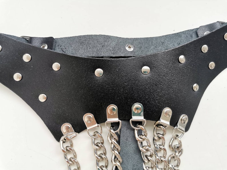 Leather Women's Pants String With Chains REAL LEATHER BDSM Etsy