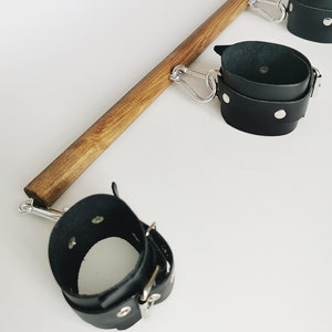 Wooden spreader bar with leather handcuffs different lengths bondage gear wood Restraints