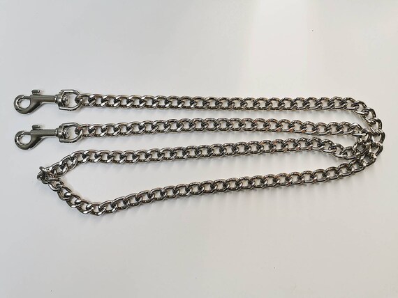 Menottes Fantaisie Noires Simili Cuir - Pics Argentés Et Chaîne - Accessoire Déguisement Neuf